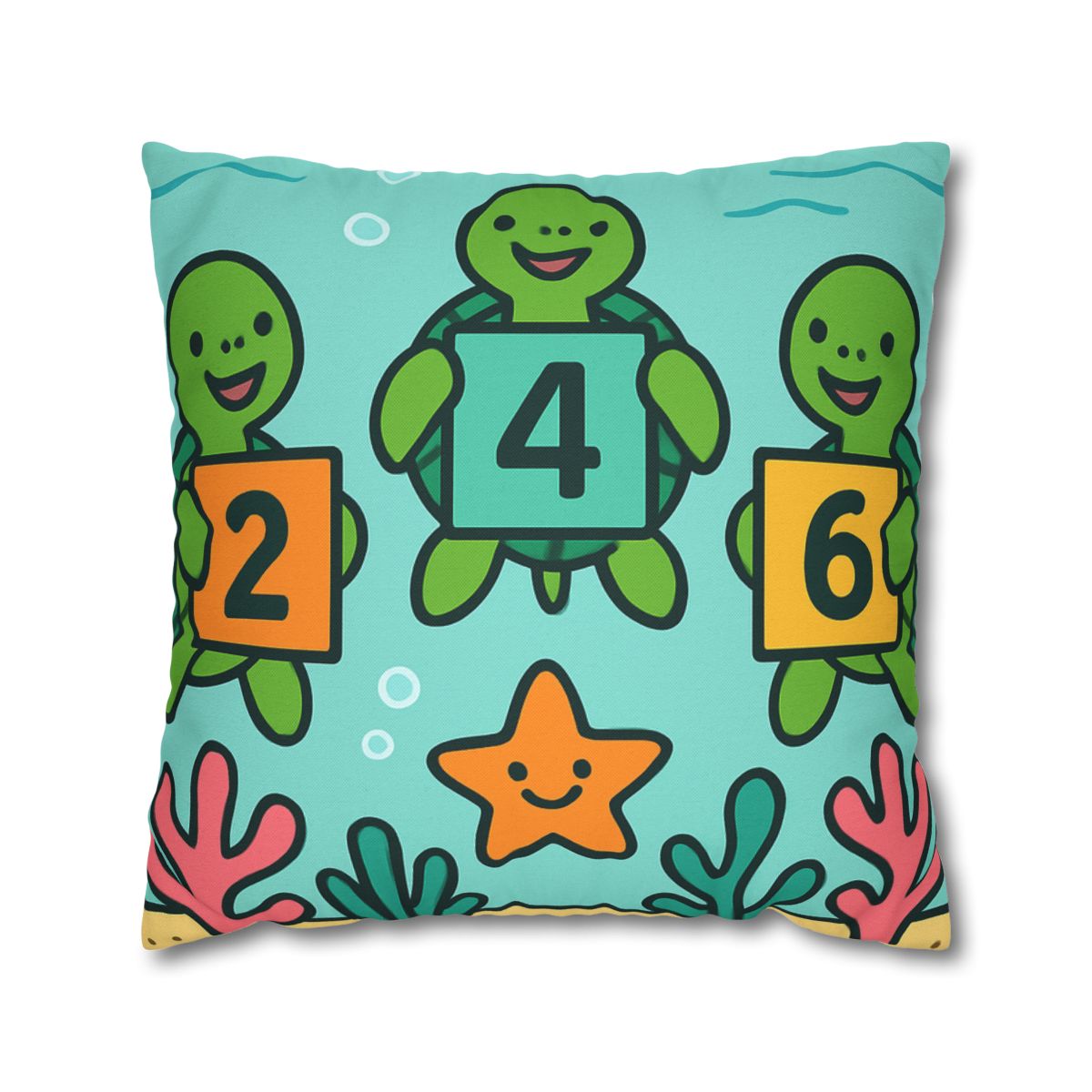 Coral Reef Math Parade Of Sea Turtles soft cotton pillow cases