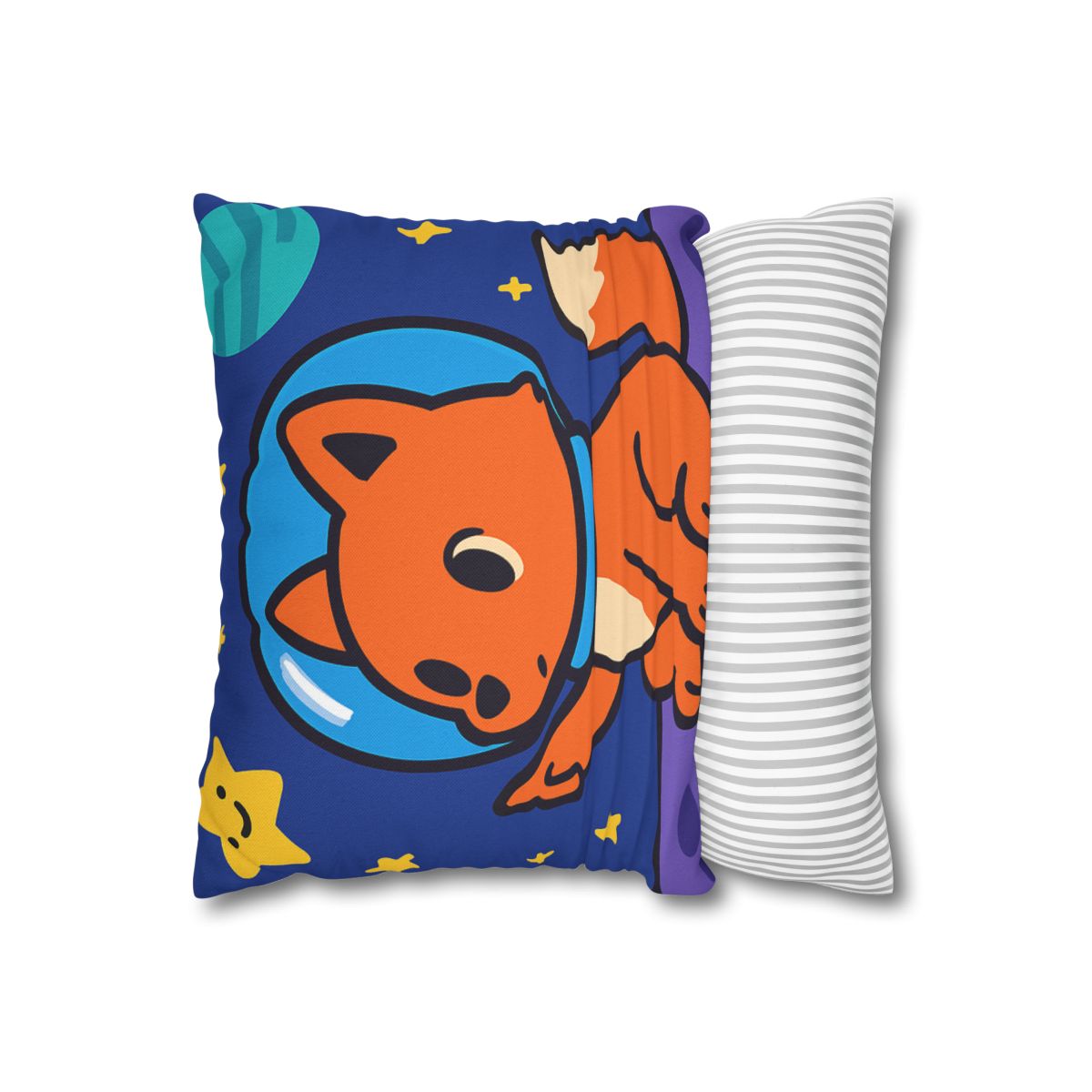 Stargazing Space Fox designer print pillow cases