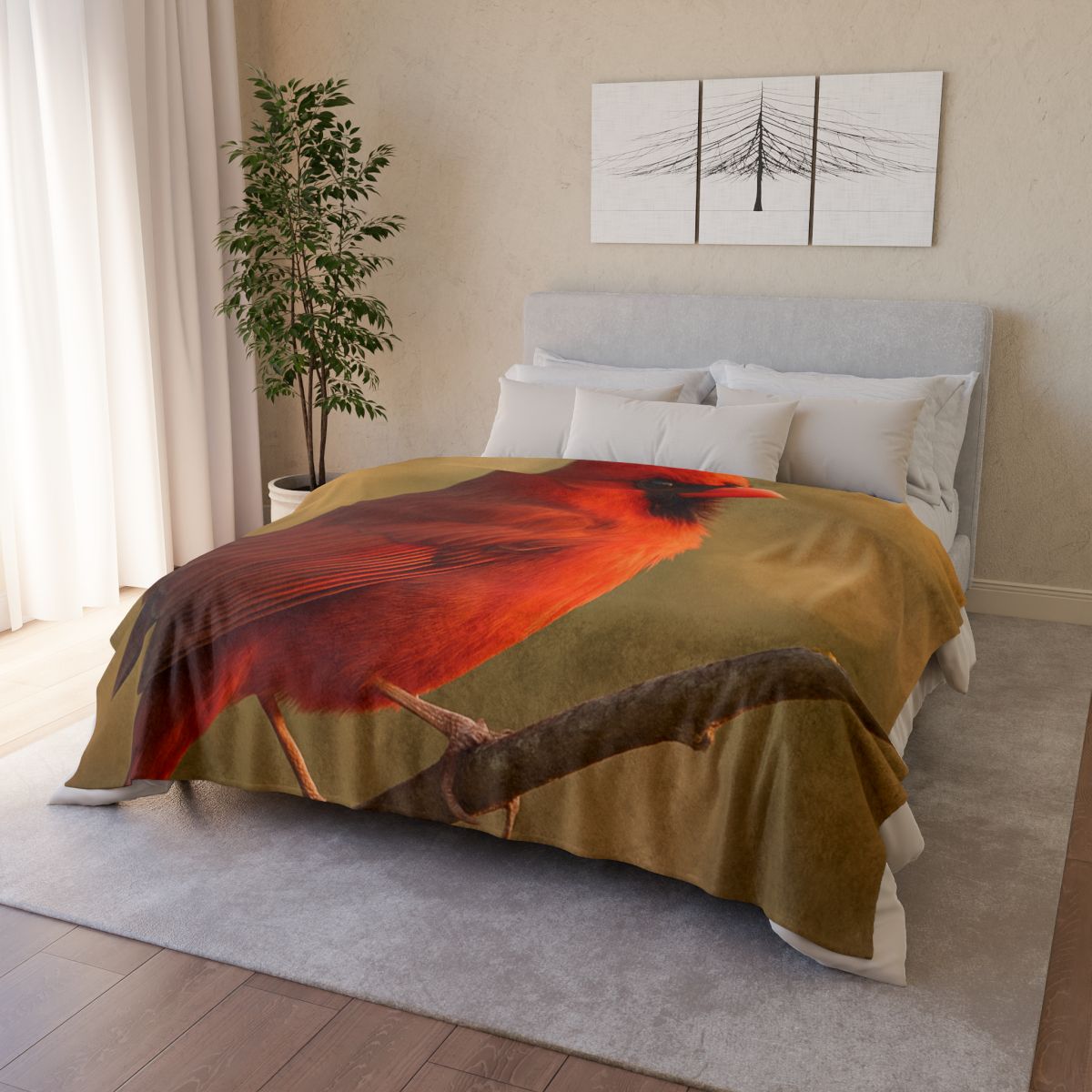 Crimson Pulse Northern Cardinal warm winter blankets