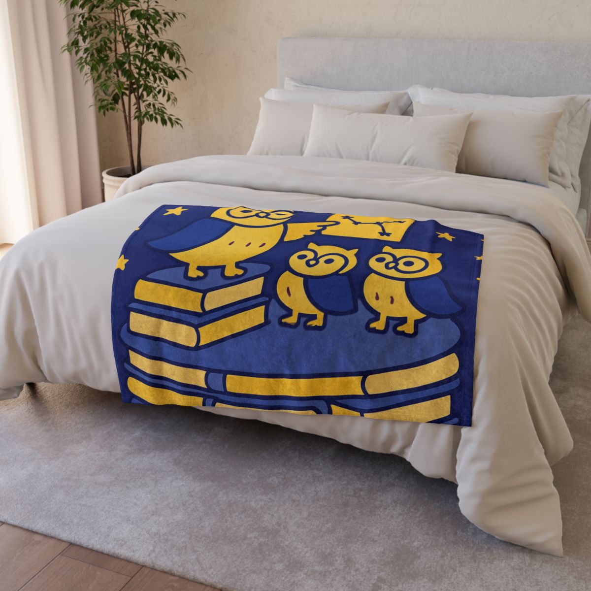 Starlight Library Run By Owls personalized cozy blankets