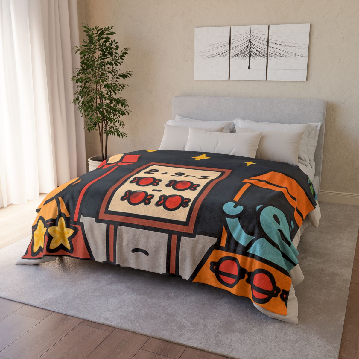 Moonlight Market Run By Friendly Robots designer printed blankets