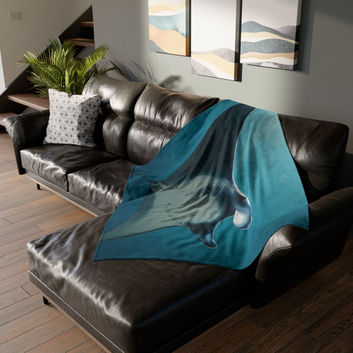 Starlit Surge Manta Ray trendy patterned blankets