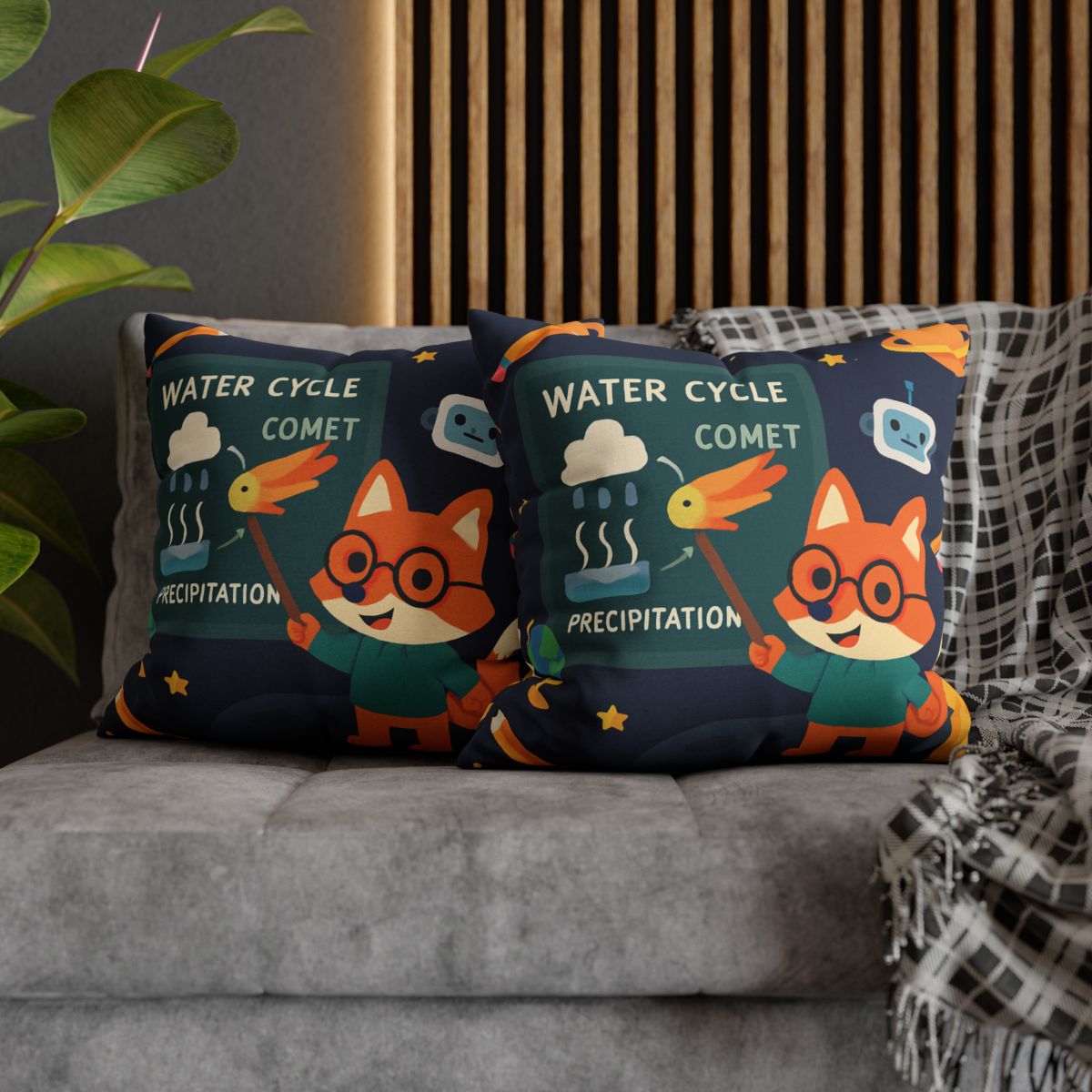 Comet Classroom With Professor Fox soft cotton pillow cases
