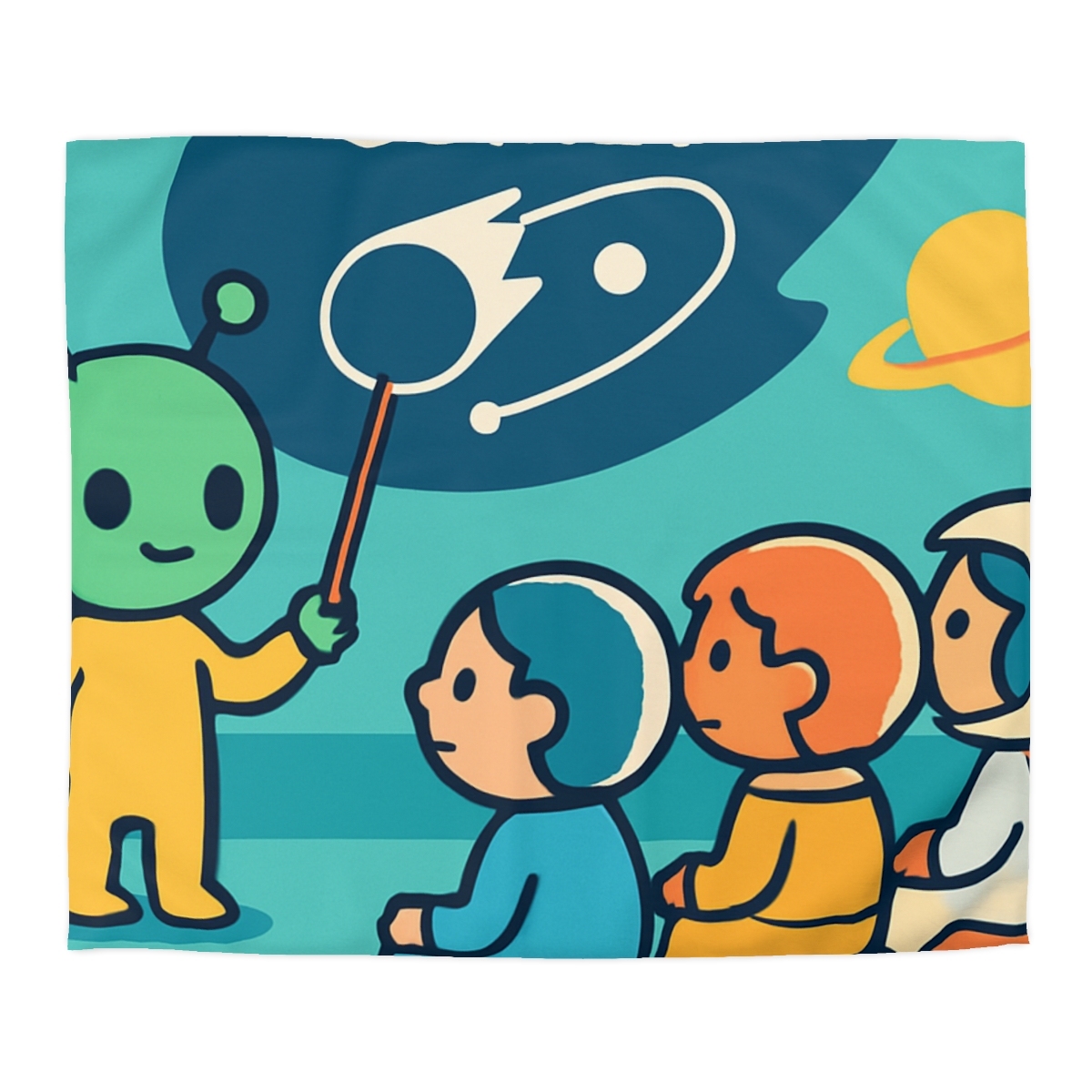 Comet Classroom On A Bubble Planet personalized bedding duvets