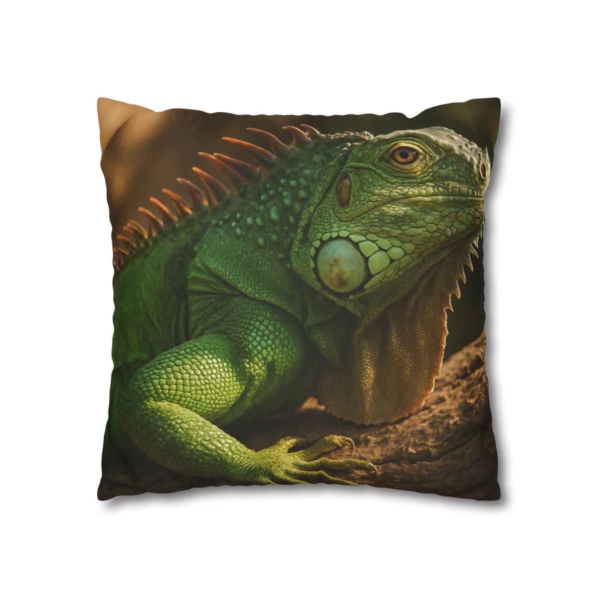 Sunlit Perch Green Iguana soft cotton pillow cases