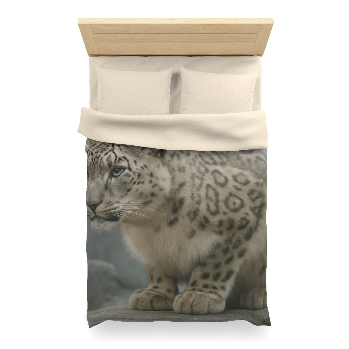 Silent Ridge Snow Leopard designer printed duvets