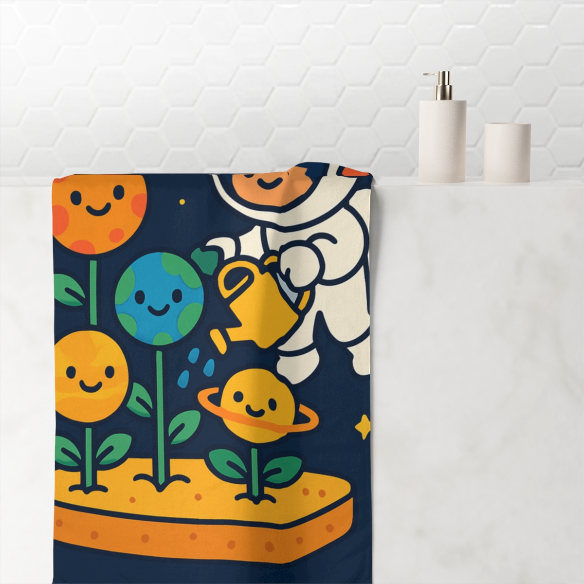 Galaxy Garden Of Smiling Planets unique gift towels