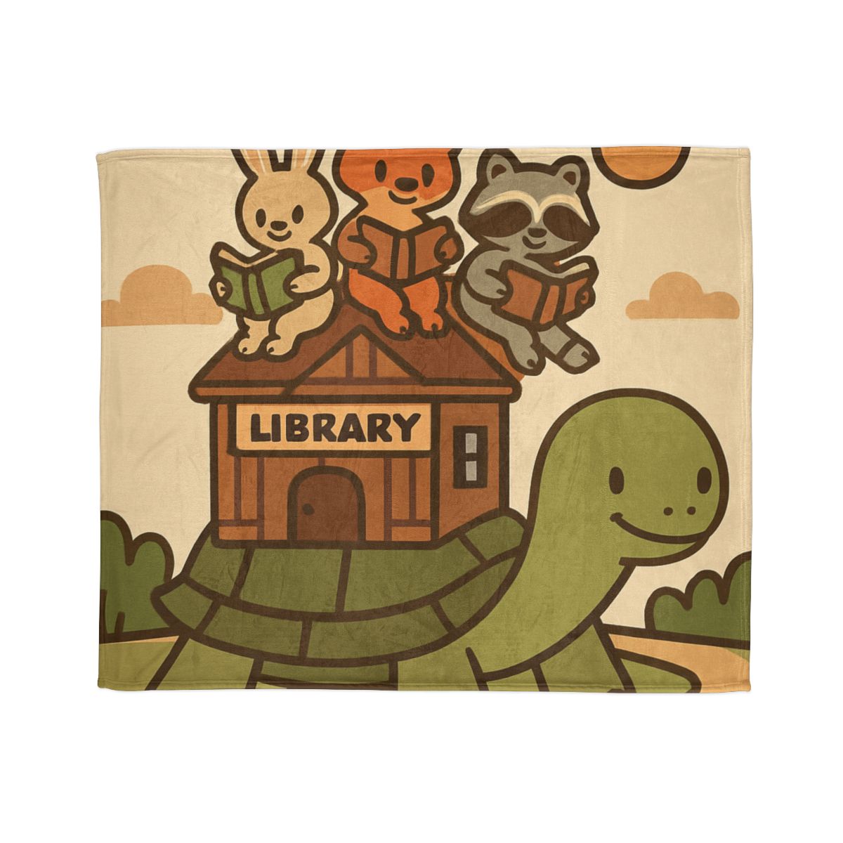 Time Traveling Turtle Library designer printed blankets