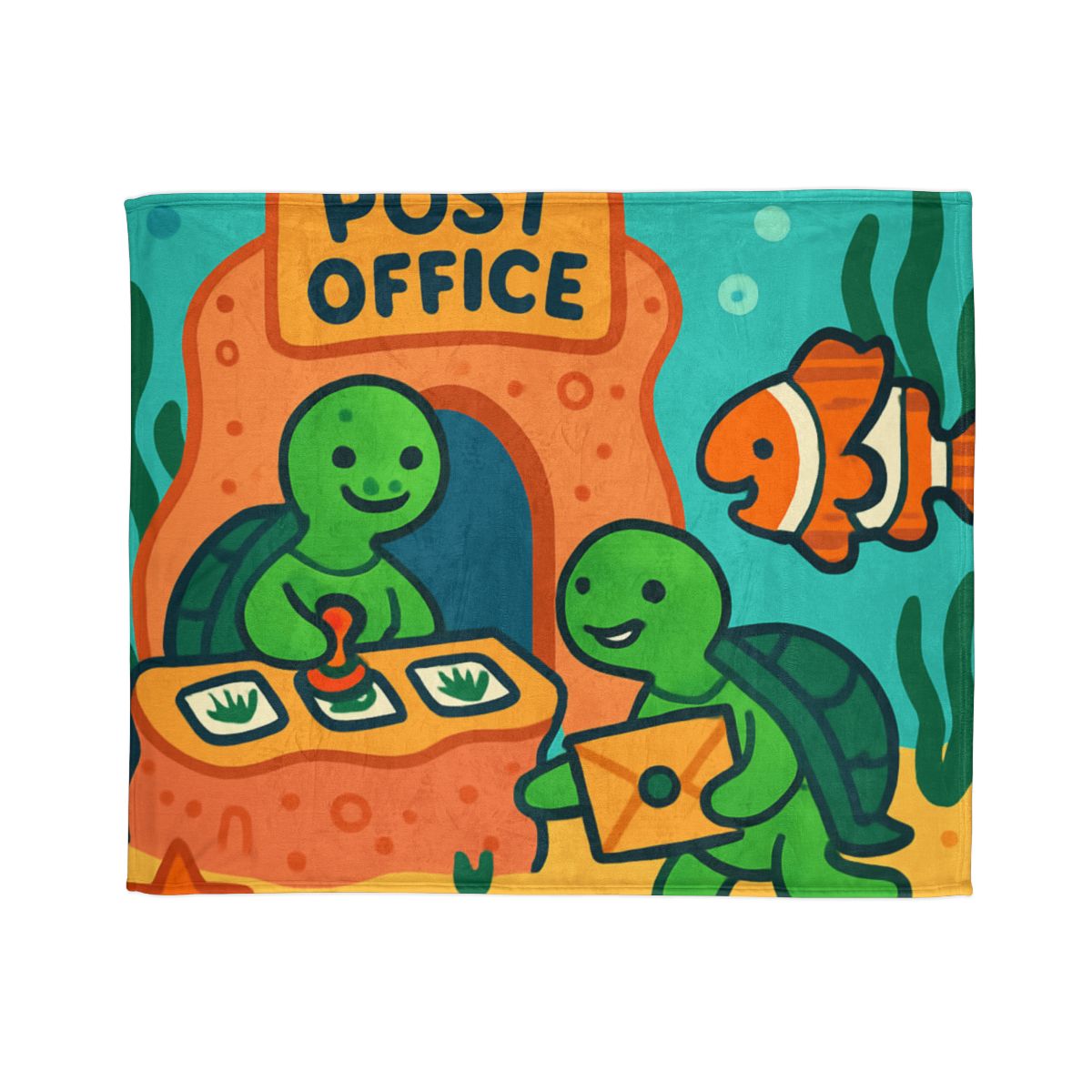 Coral Reef Post Office Run By Sea Turtles custom blankets