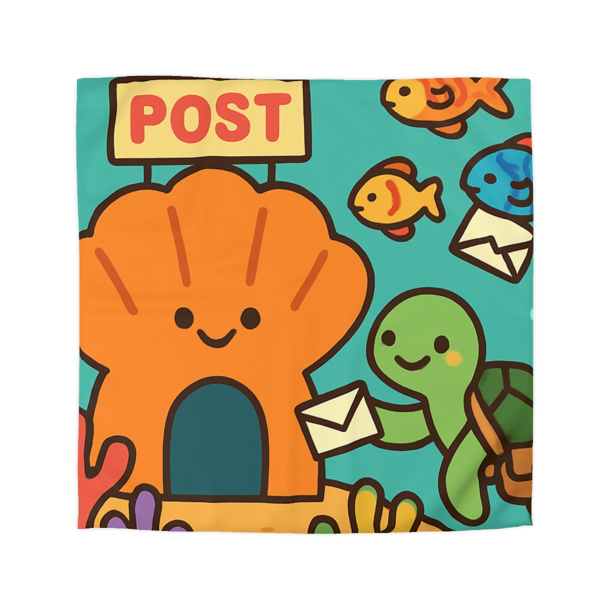 Coral Reef Post Office With Turtle Mail Carrier personalized bedding duvets
