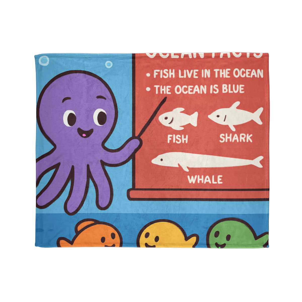Coral Classroom With Professor Octopus decorative home blankets