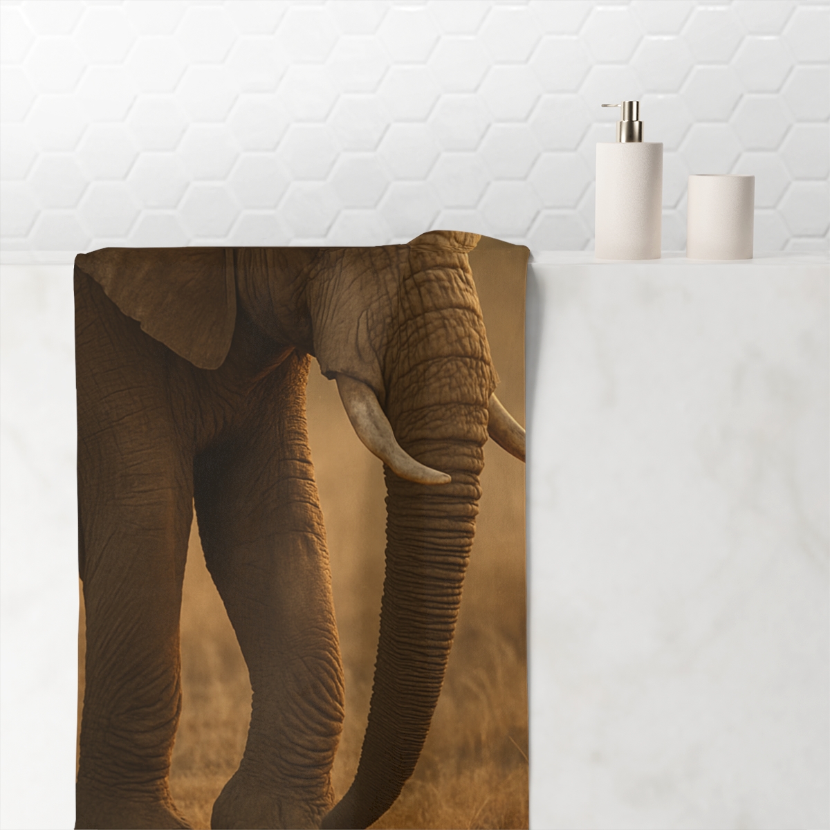 Savannah Sentinel Elephant designer printed towels