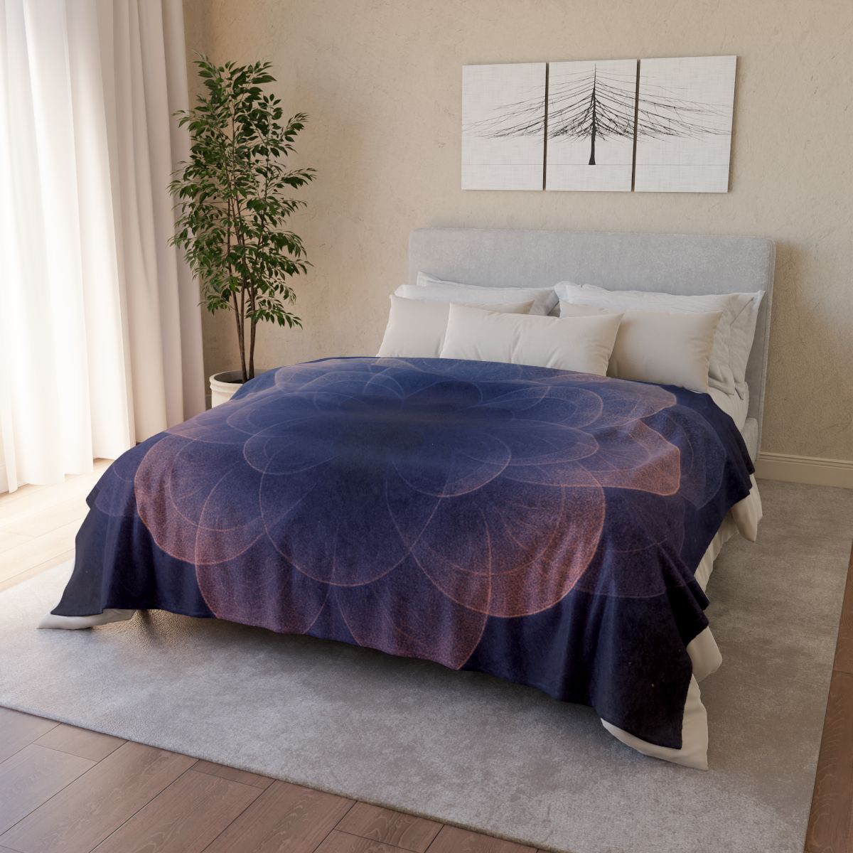 Petal Halo Interference soft fleece blankets