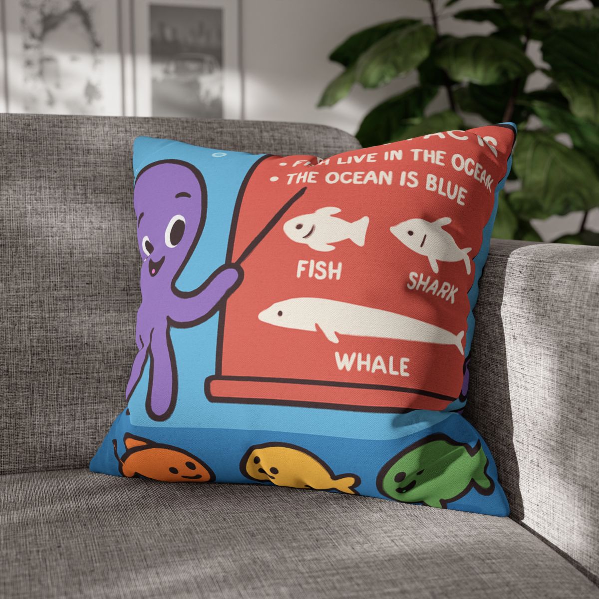 Coral Classroom With Professor Octopus soft cotton pillow cases
