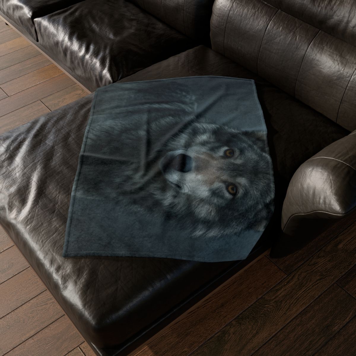 Moonlit Gaze Gray Wolf stylish throw blankets