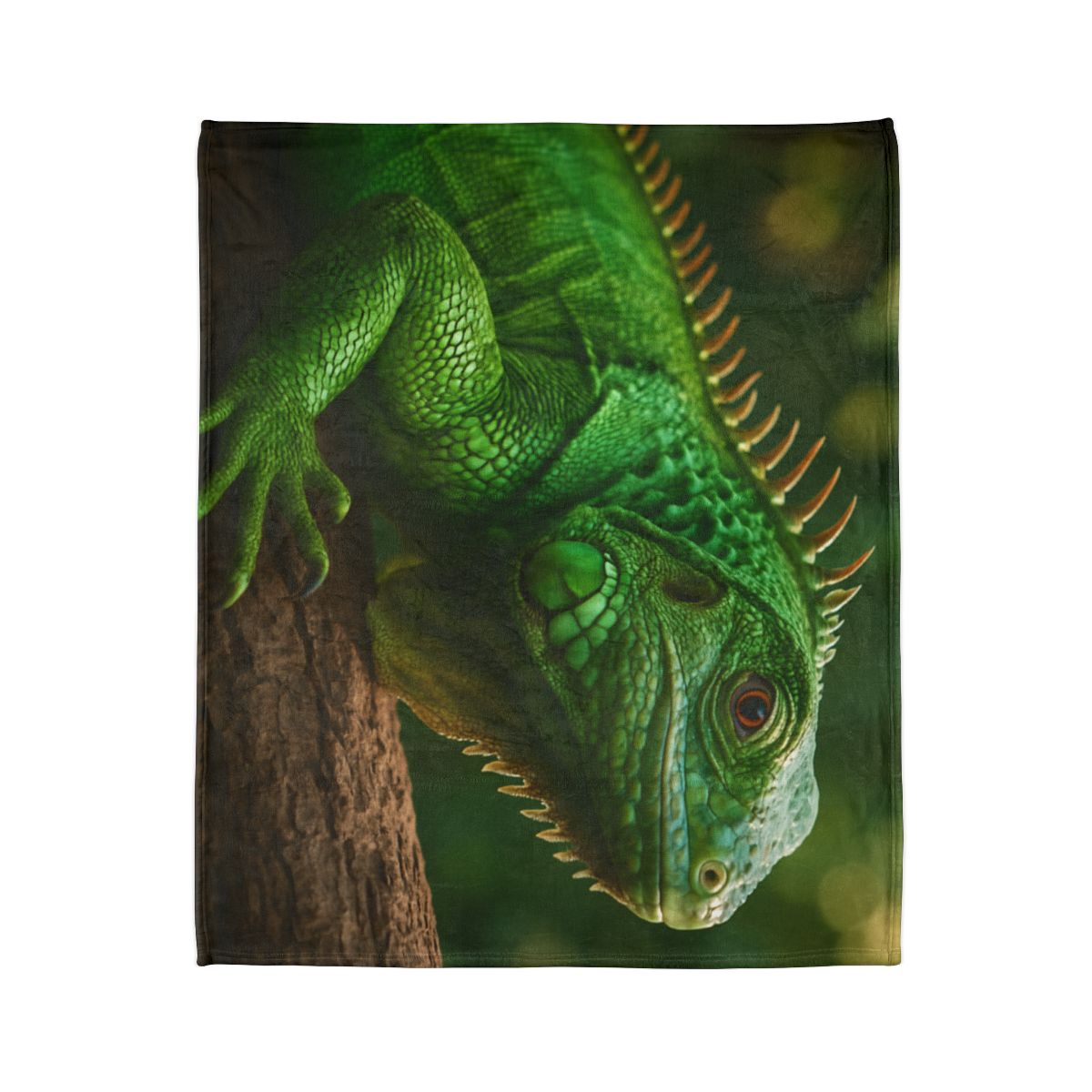 Emerald Gaze Green Iguana personalized cozy blankets