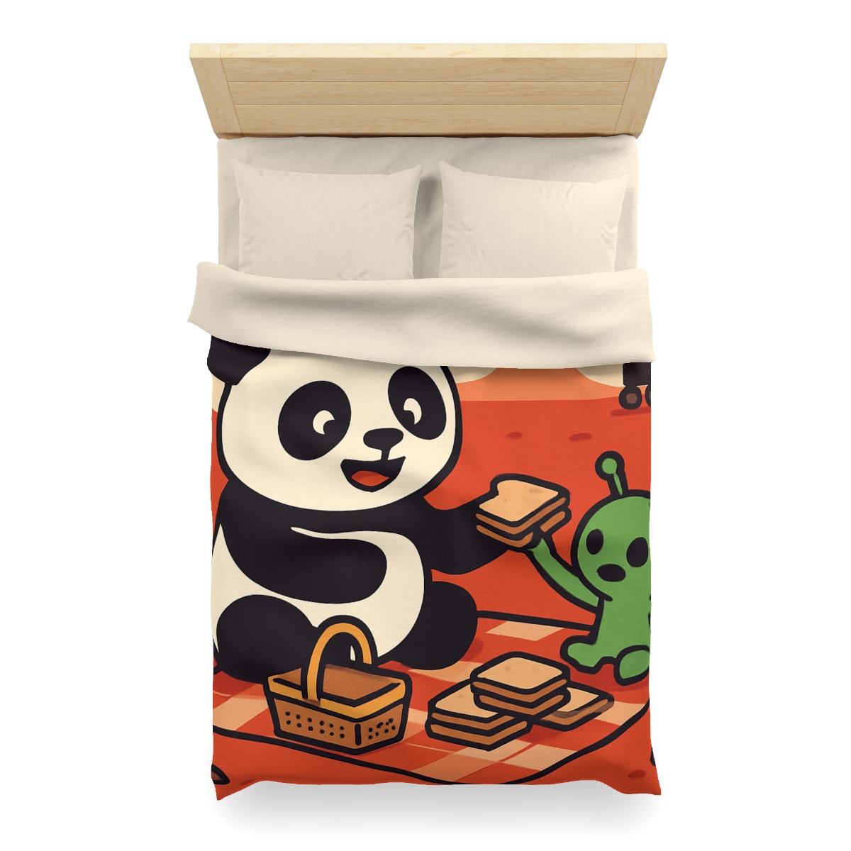 Martian Panda Picnic custom duvets