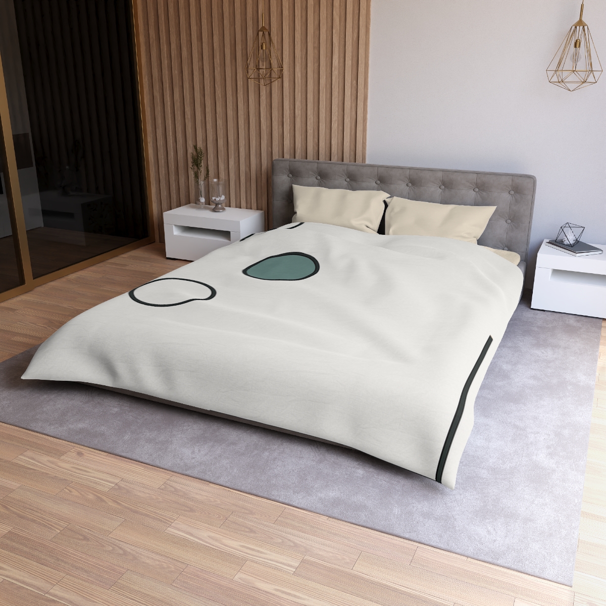 Triad Circles With Corner Frame Pause unique patterned duvets