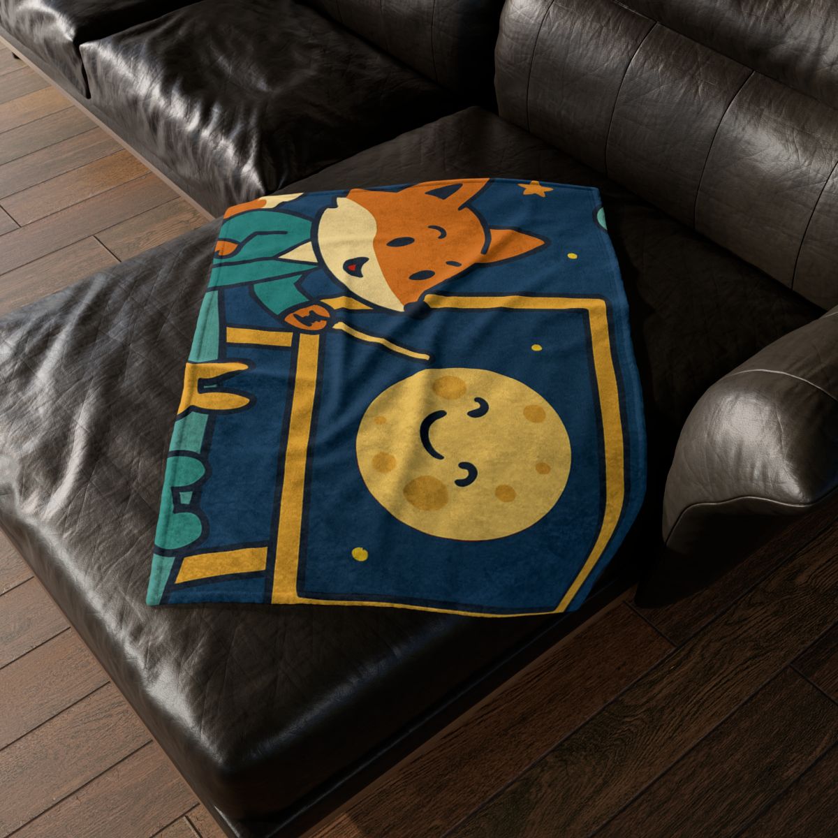 Stargazing Fox And Moon Classroom soft fleece blankets