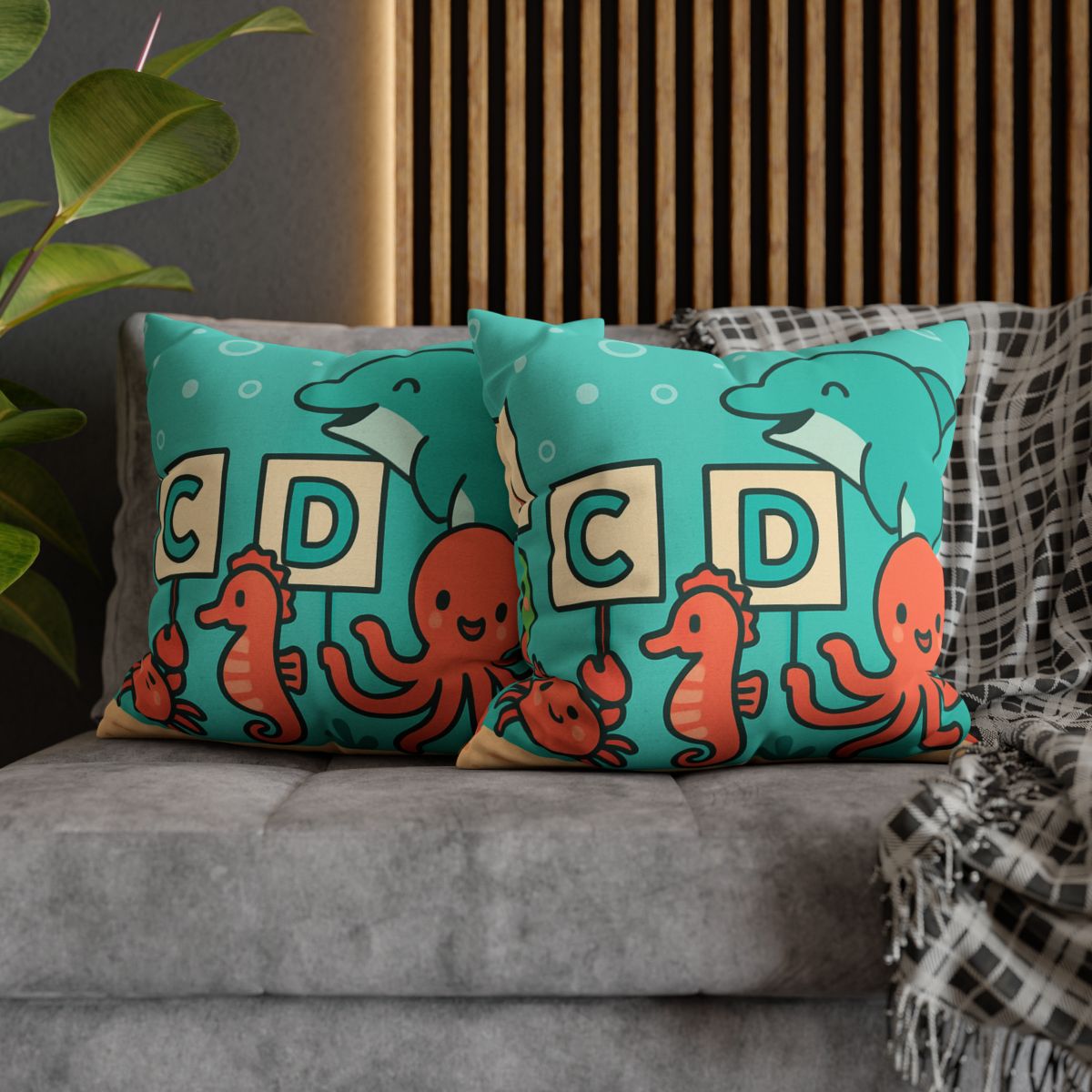 Coral Reef Alphabet Parade custom pillow cases