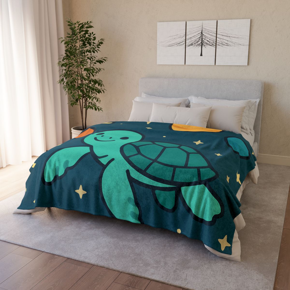 Starlit Space Turtle stylish throw blankets