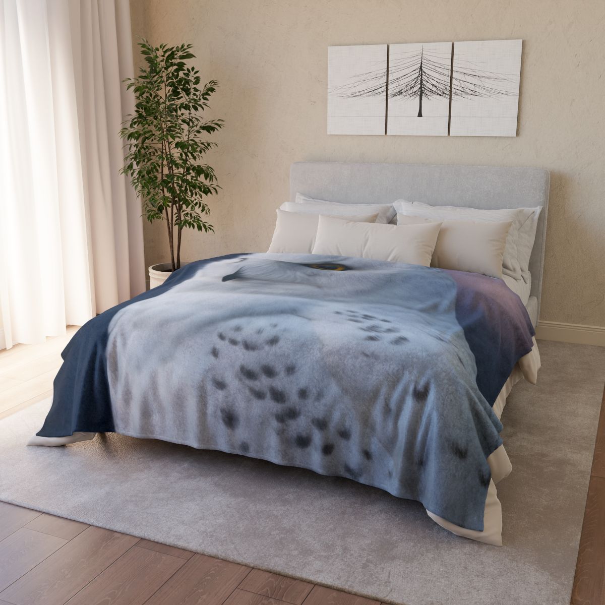 Twilight Watcher Snowy Owl designer printed blankets