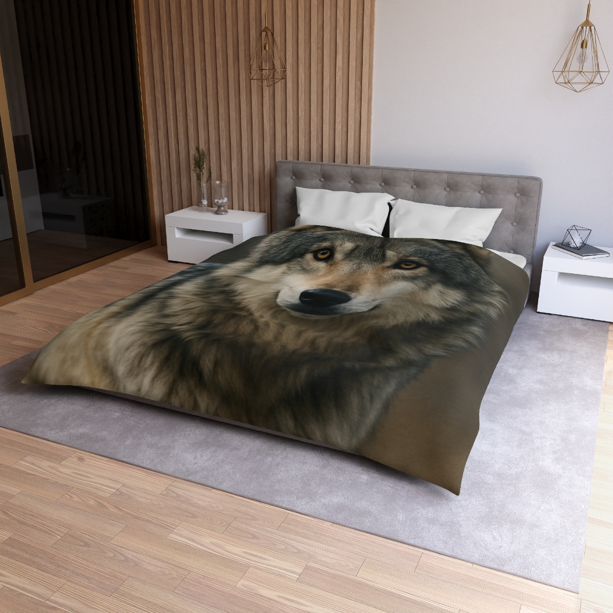 Ember Gaze Gray Wolf custom duvets