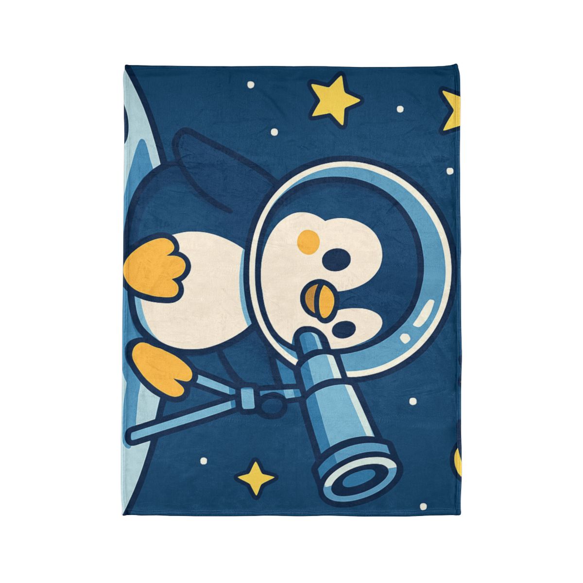 Stargazing Penguin On The Moon stylish throw blankets