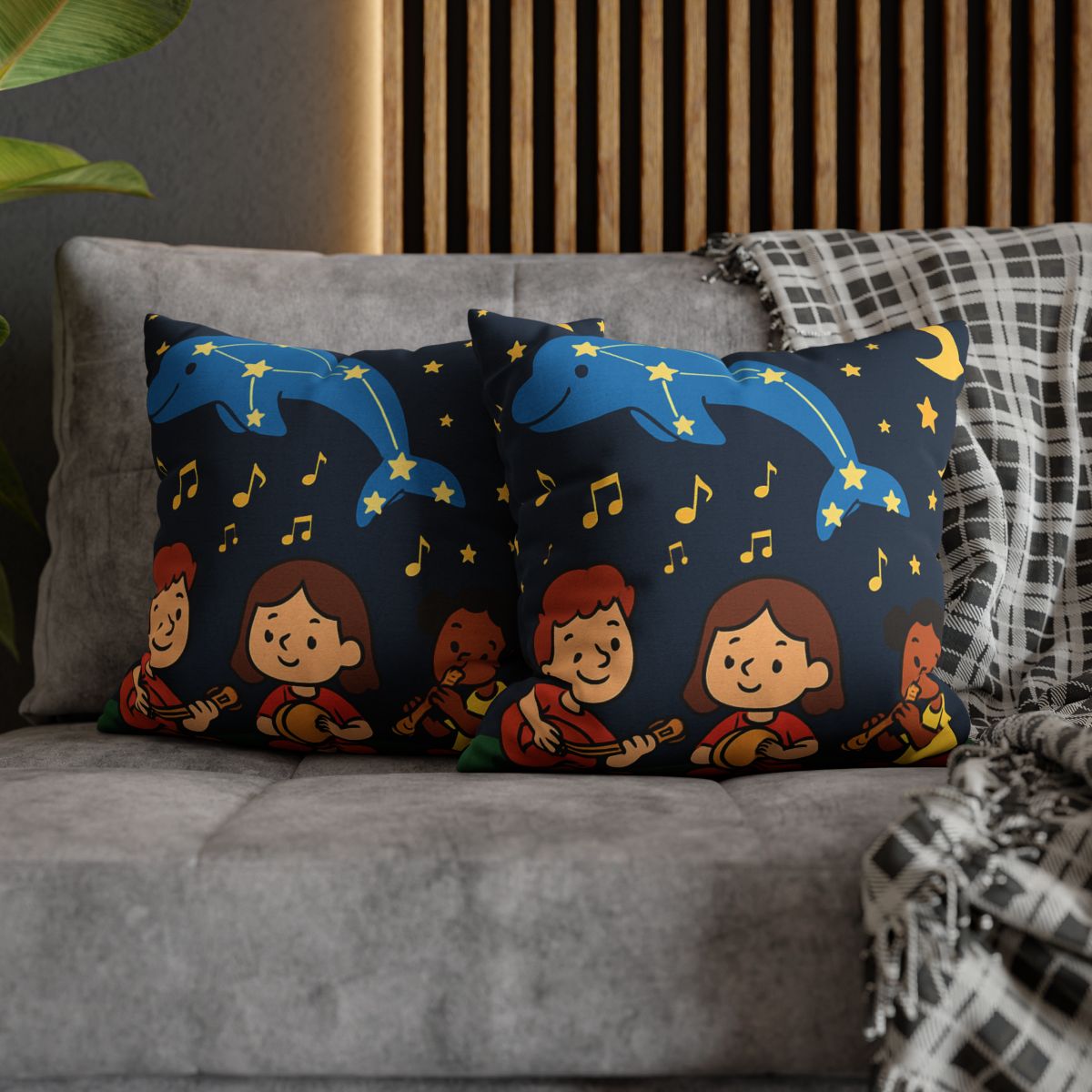 Starlight Orchestra Of The Dolphin Constellation designer print pillow cases