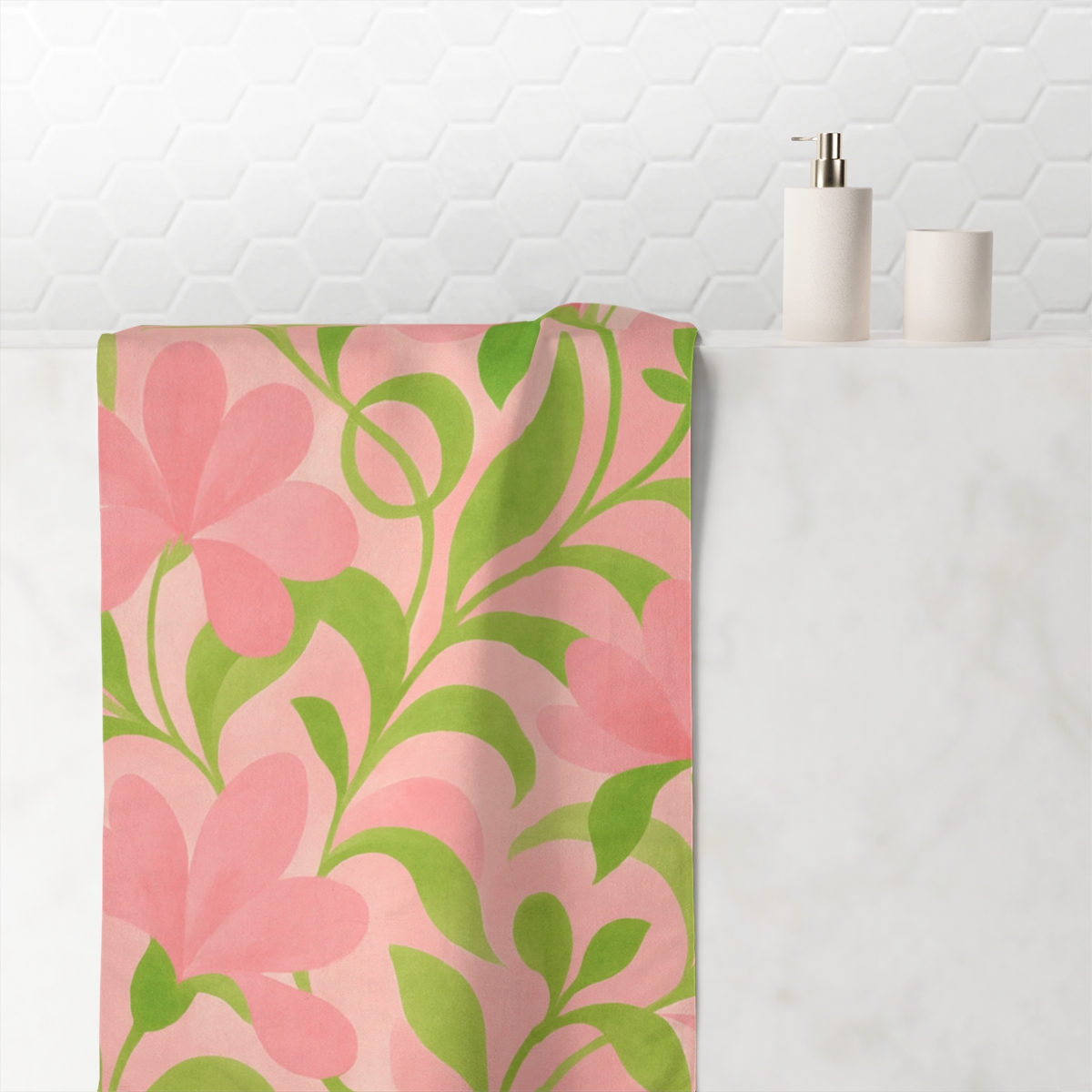Cascading Blossom Swirls personalized bath towels