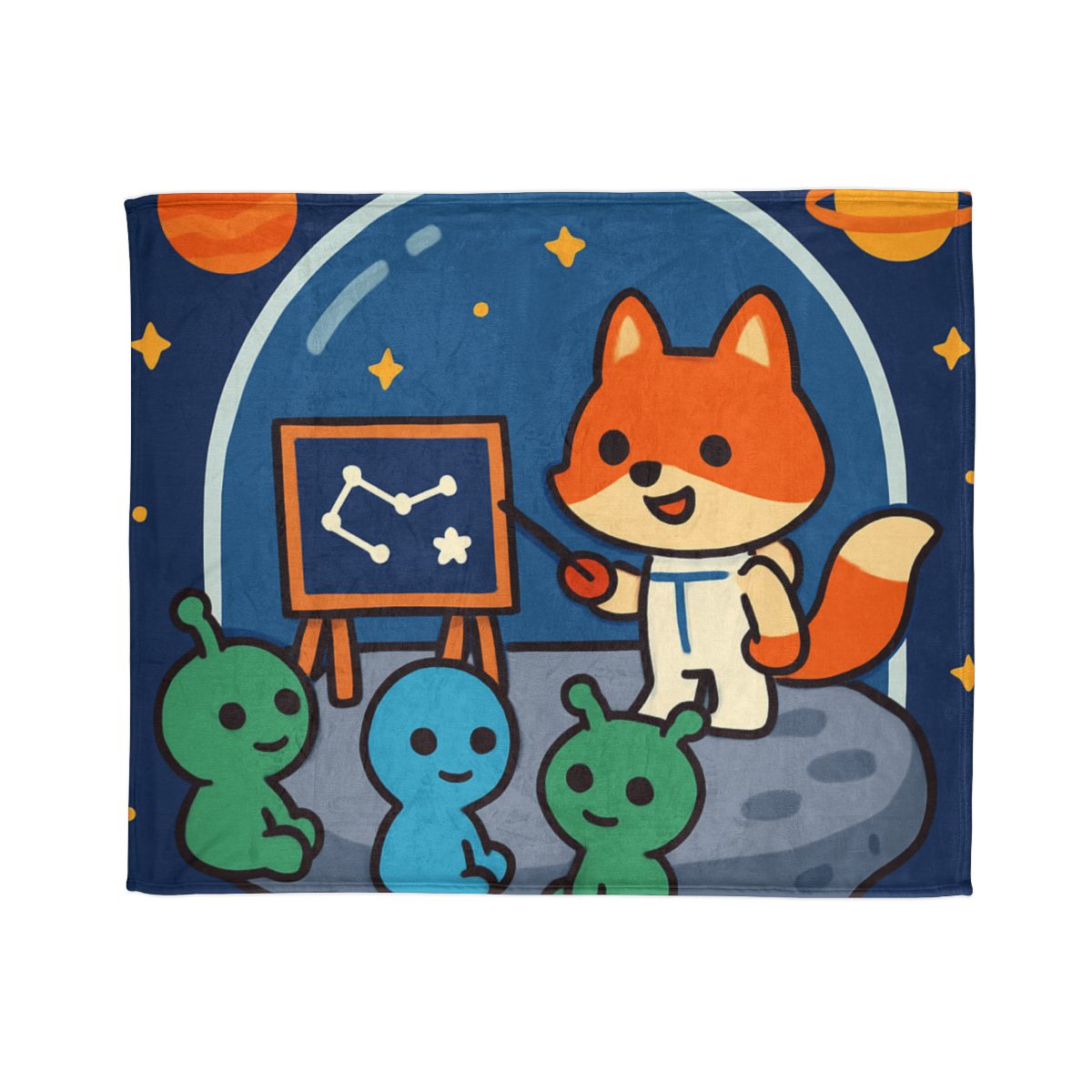 Comet Classroom With Curious Space Fox warm winter blankets