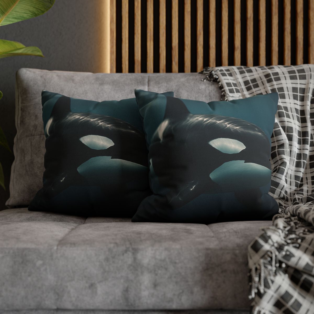 Tidal Shadow Orca soft cotton pillow cases