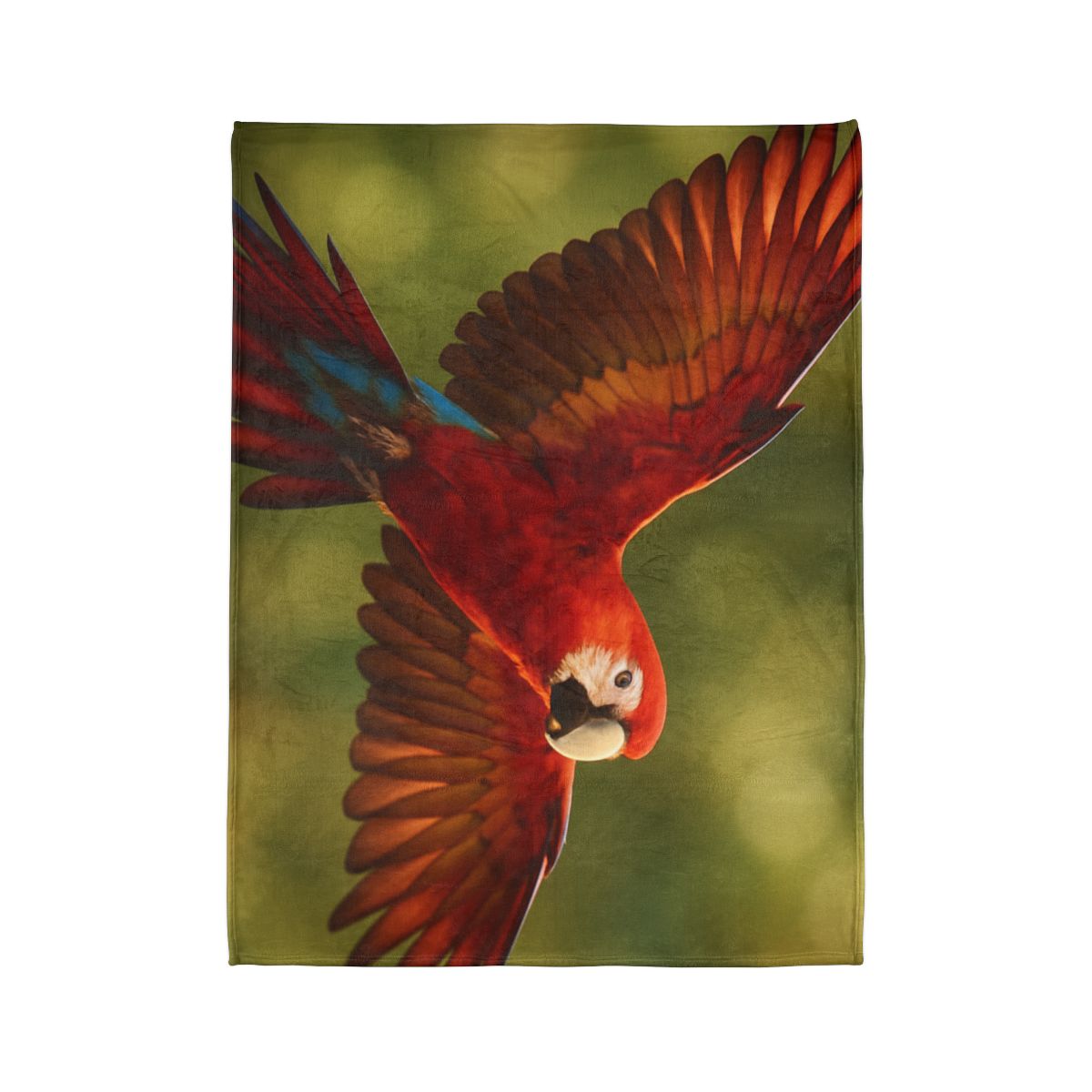Scarlet Arc Macaw In Flight soft fleece blankets