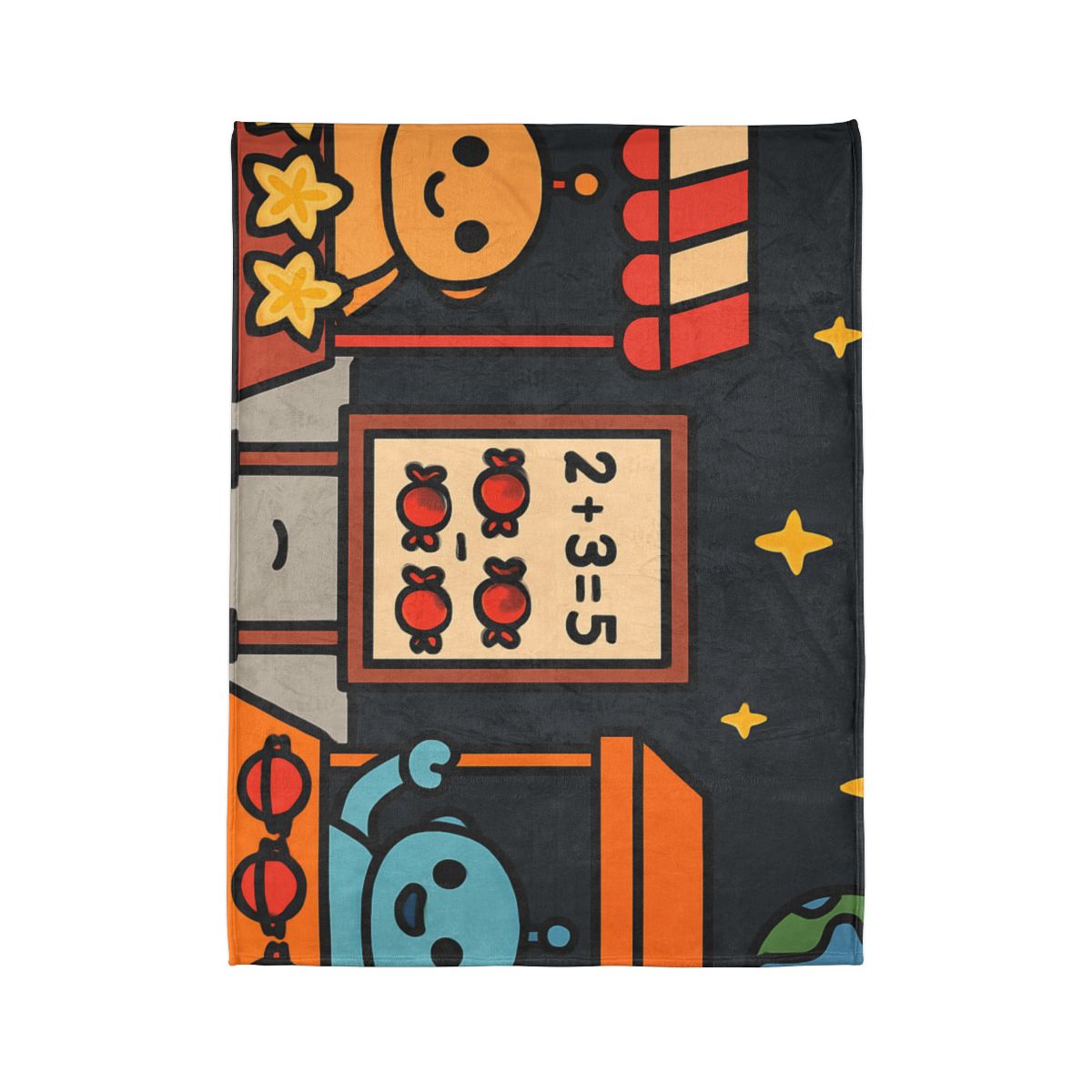 Moonlight Market Run By Friendly Robots designer printed blankets