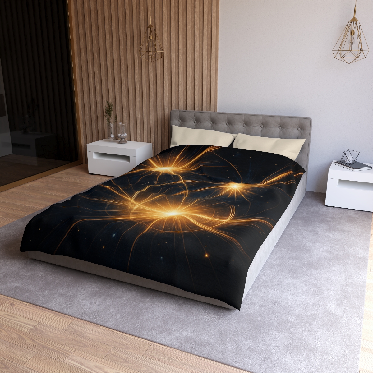 Photon Burst Constellation designer printed duvets