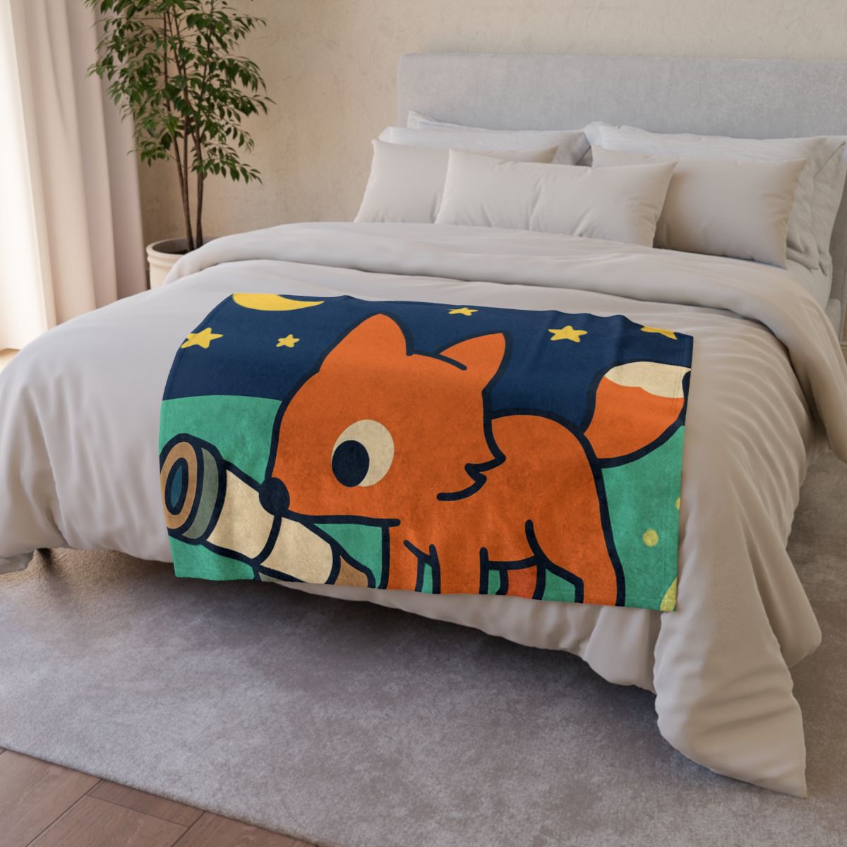 Starlight Safari Fox soft fleece blankets