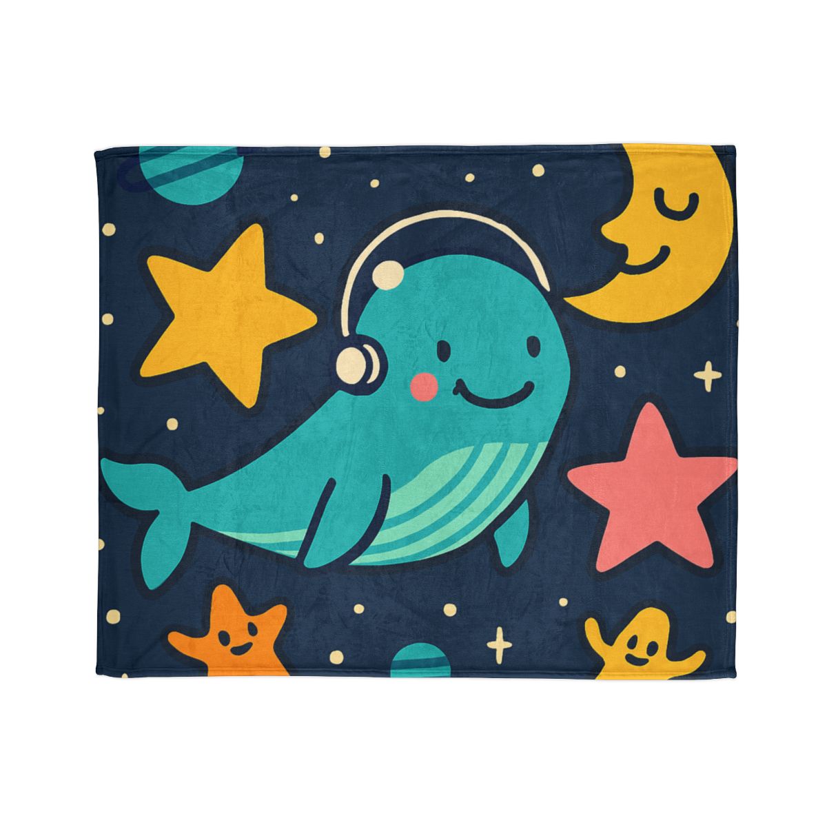 Starship Space Whale Adventure soft fleece blankets