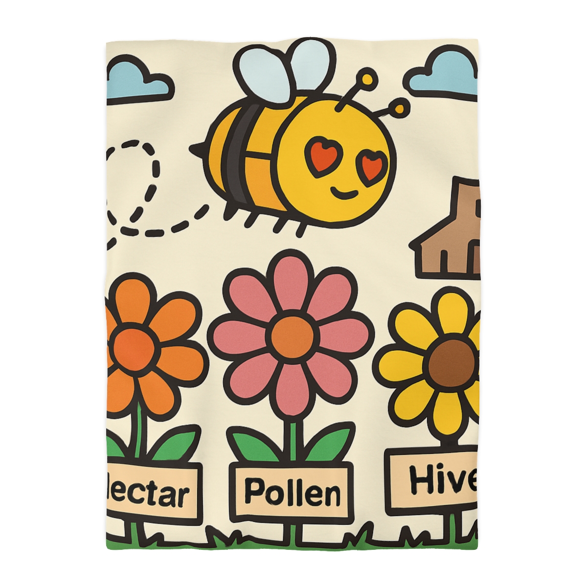 Robot Bee Pollination Map designer printed duvets