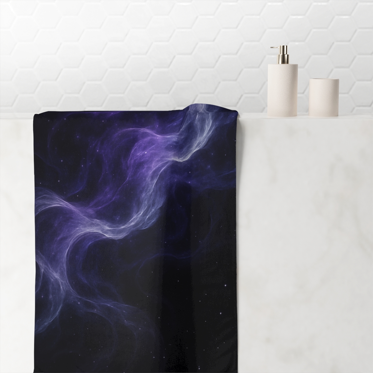 Quantum Nebula Veil personalized bath towels