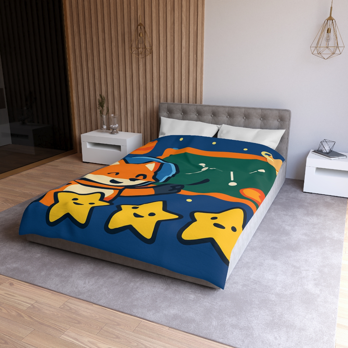 Comet Classroom Space Fox personalized bedding duvets
