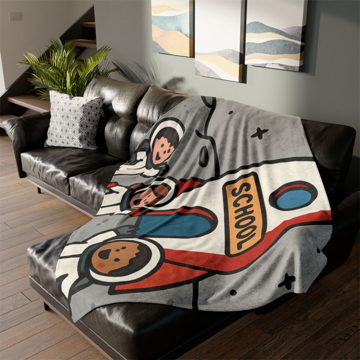 Rocket School On The Moon trendy patterned blankets