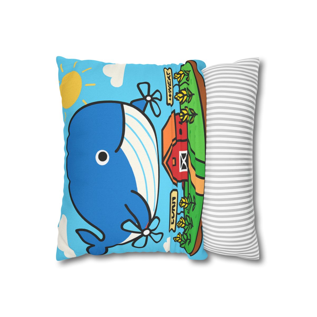 Windmill Whale Above The Floating Farm trendy patterned pillow cases