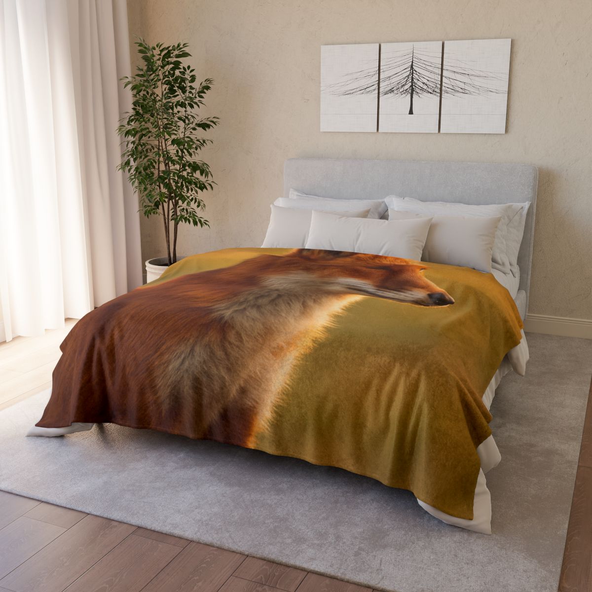 Crimson Whisper Red Fox personalized cozy blankets