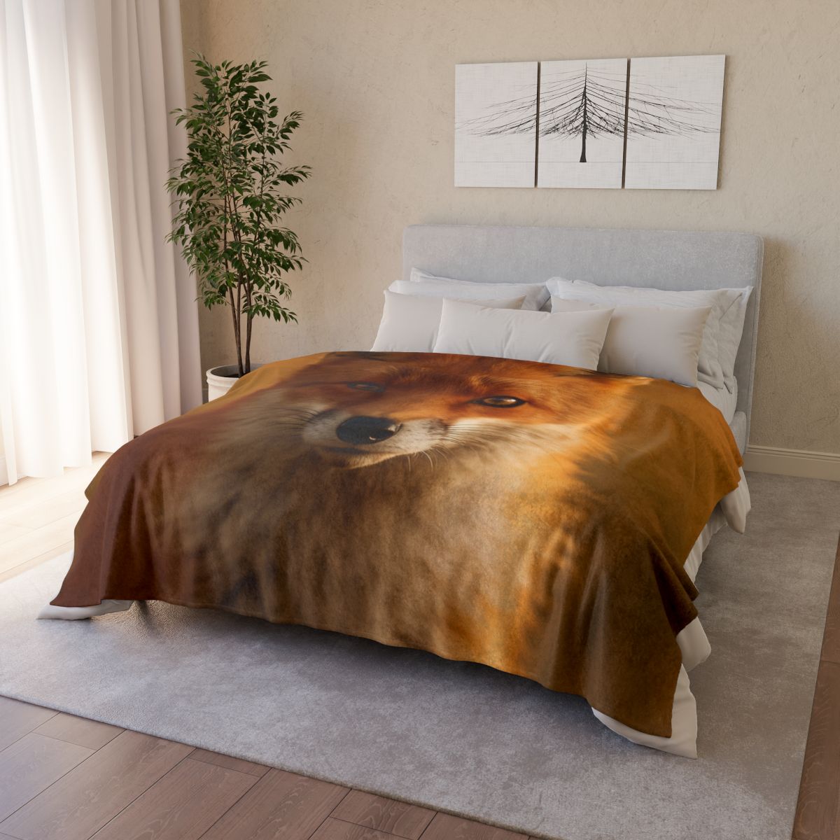 Crimson Whisper Red Fox personalized cozy blankets