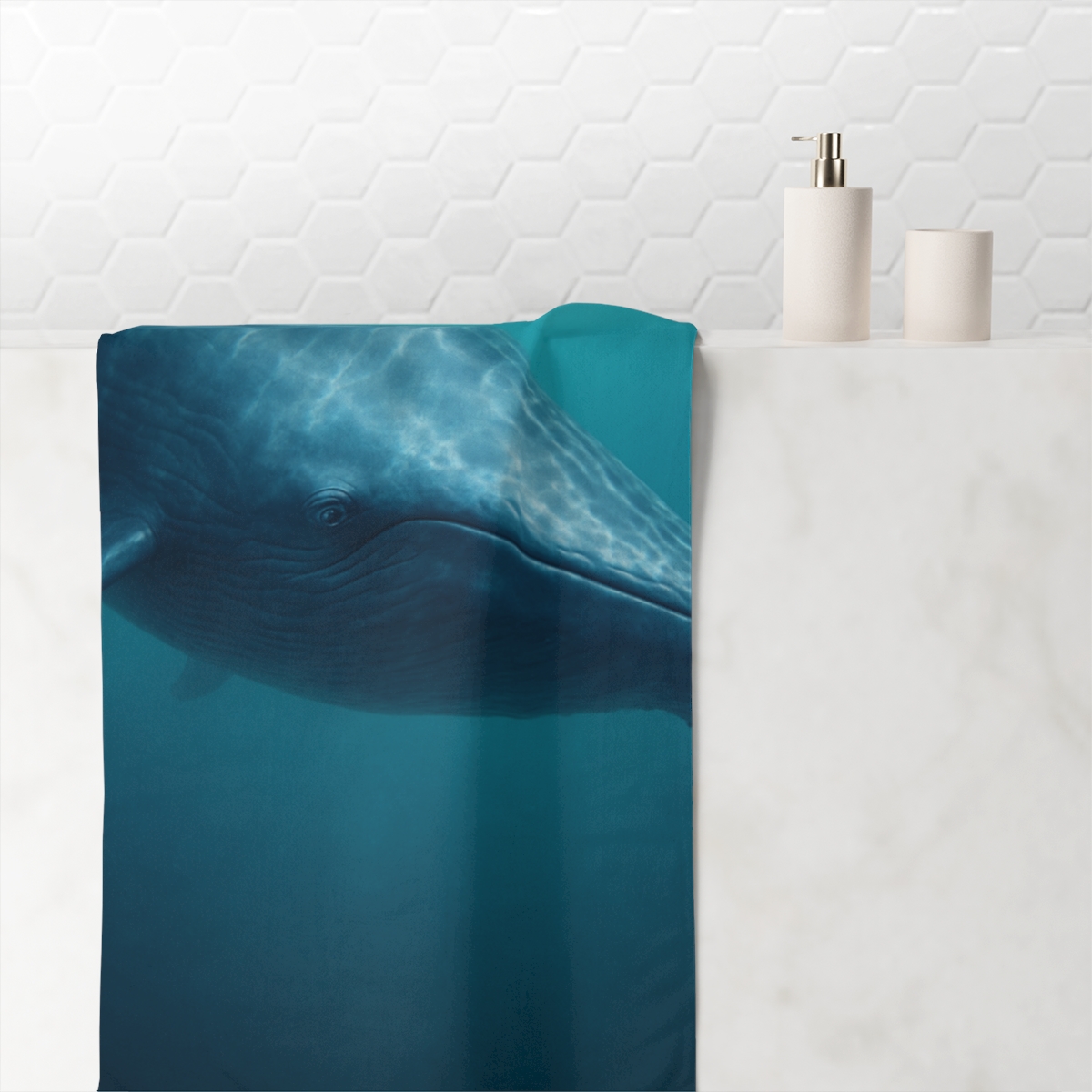 Cerulean Glider Blue Whale designer printed towels