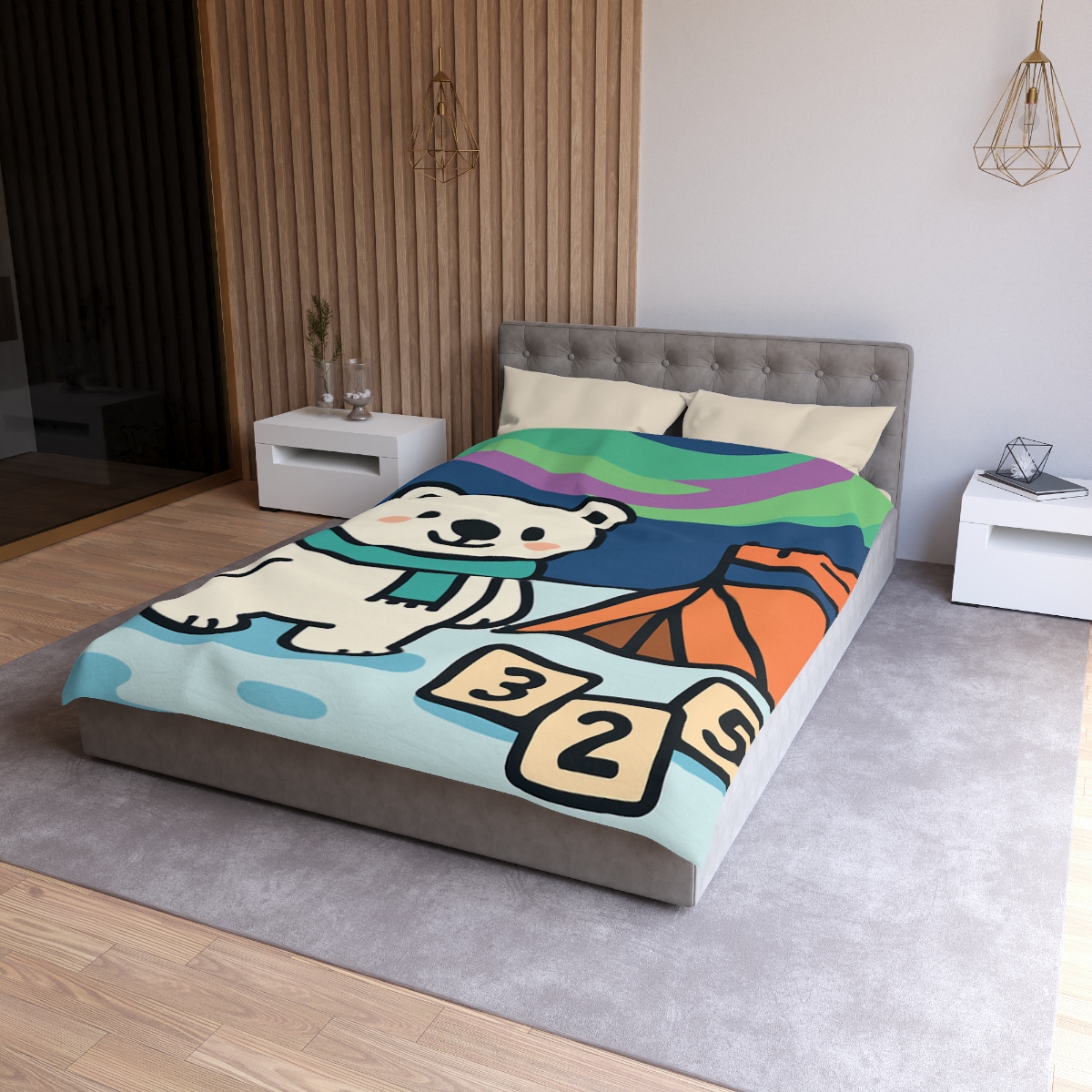 Polar Bear Aurora Math Camp stylish duvet covers