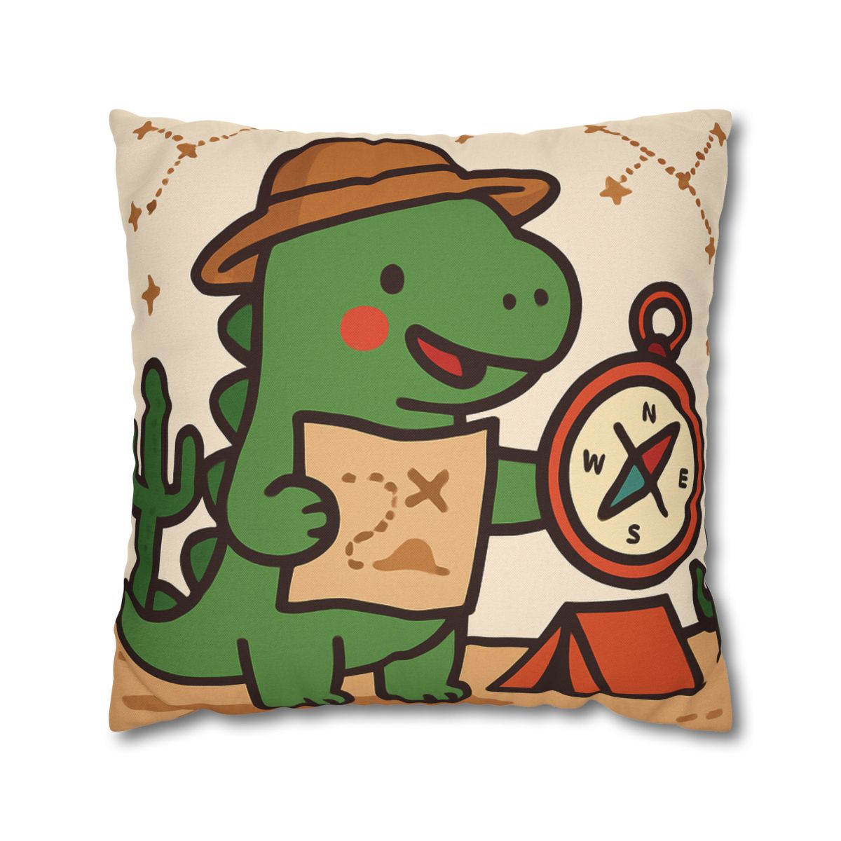 Desert Dino Map Quest With Compass And Constellations soft cotton pillow cases