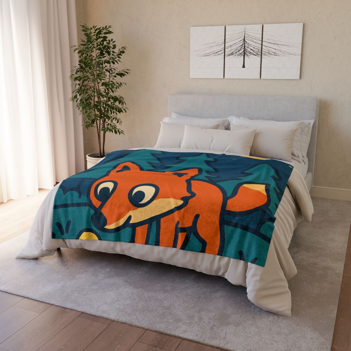 Starlight Forest Fox personalized cozy blankets