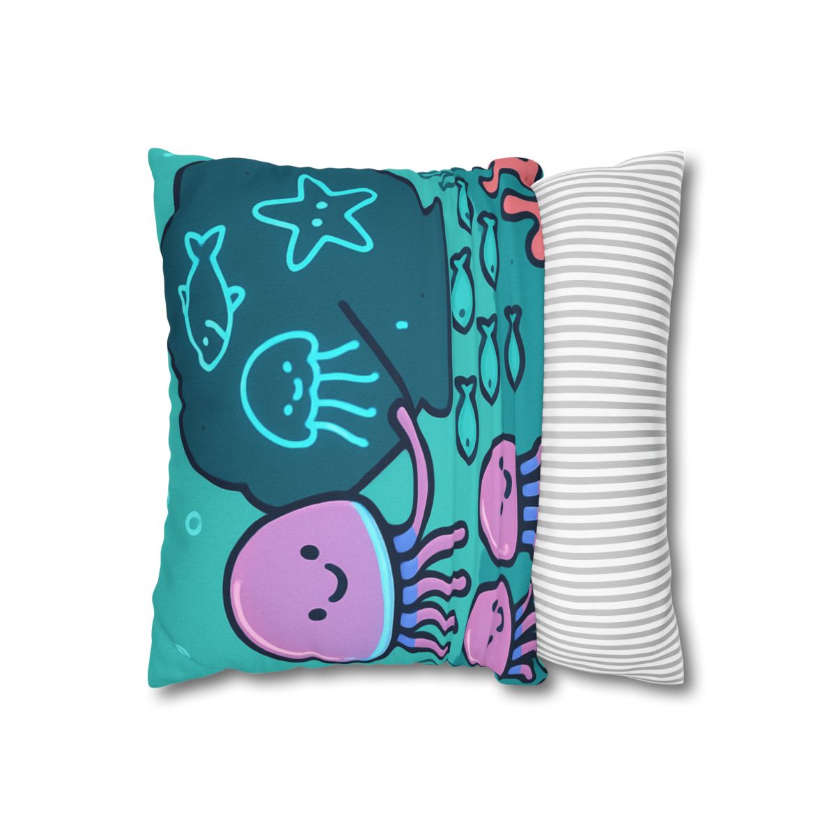 Bioluminescent Reef School With Glow Jellyfish custom pillow cases