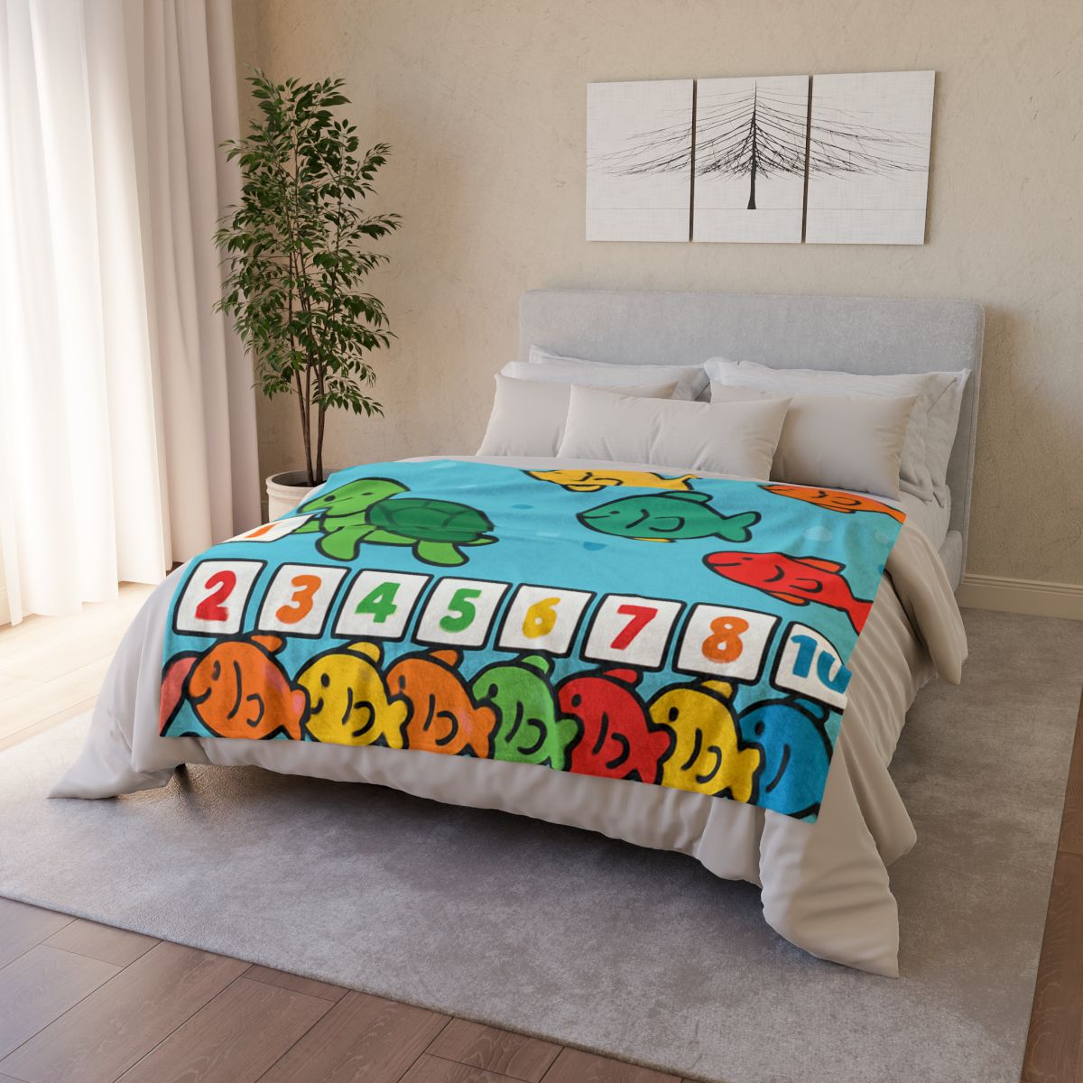 Coral Reef Number Parade personalized cozy blankets